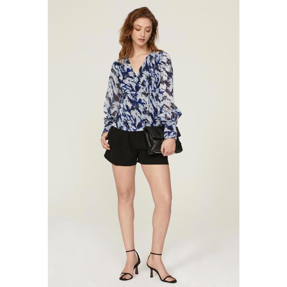 Donna Karan New York Blue V-Neck Top Size L As Is Condition